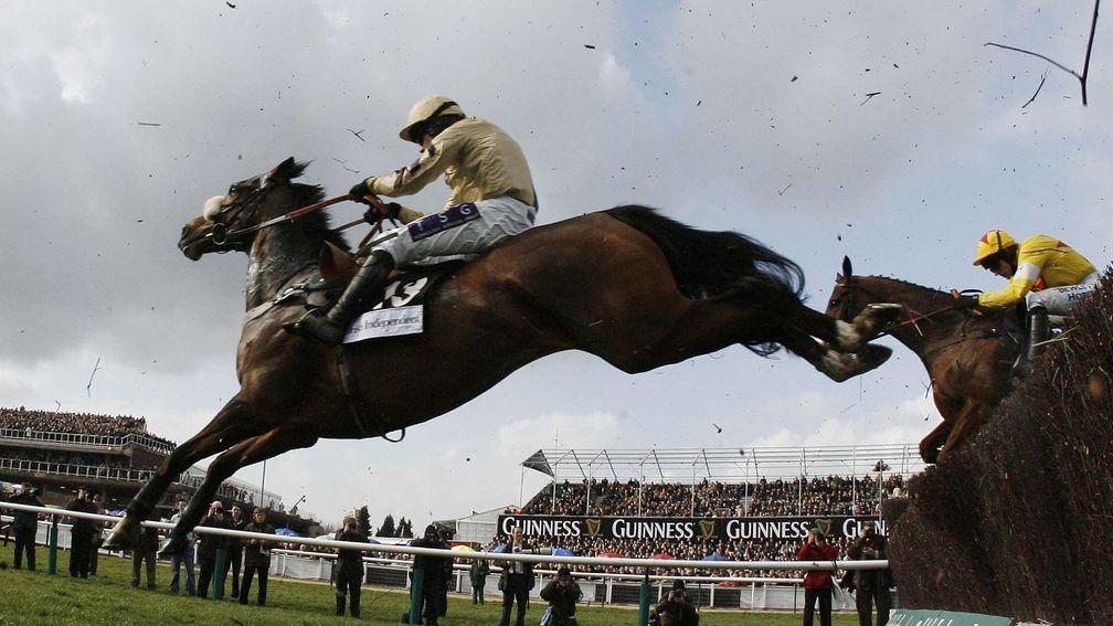 Tidal Bay (Denis O'Regan) flies the last on his way to a 13-length triumph in the 2008 Arkle Chase