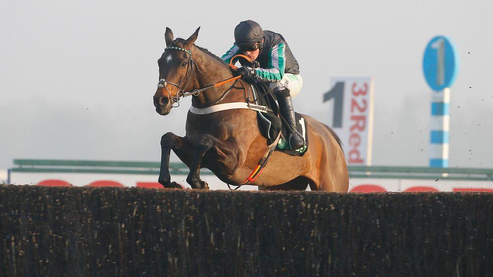 Altior: puts in another brilliant leap to win the Desert Orchid Chase