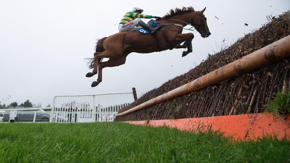 Yanworth (Barry Geraghty) puts in a big leap at the first fence in the Best Mate Beginners' Chase at Exeter