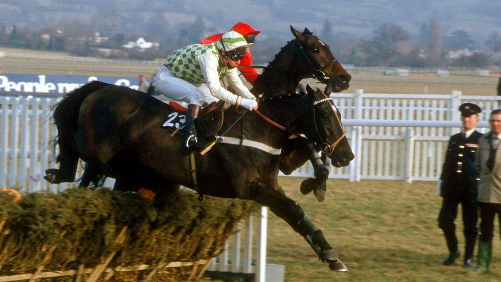See You Then (nearside) and Steve Smith Eccles lead from Gaye Brief on their way to a second Champion Hurdle triumph in 1986