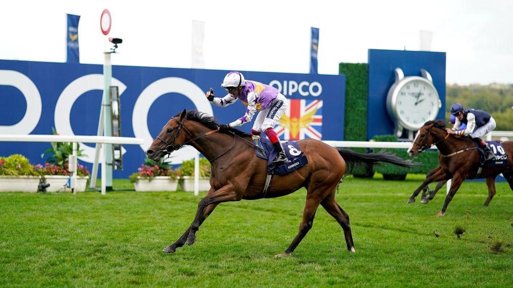Kinross and Frankie Dettori are clear of their rivals  in the Champions Sprint