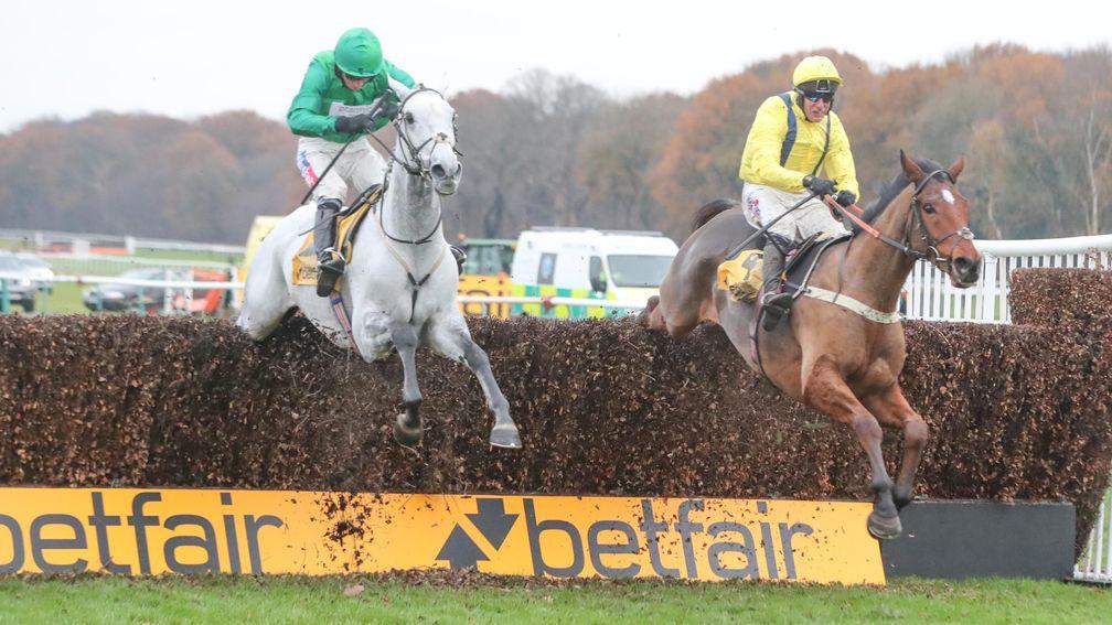 Lostintranslation (right) defeated Bristol De Mai to win the Betfair Chase under Robbie Power