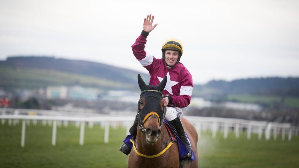Sean Flanagan celebrates Road To Respect's victory in the Christmas Chase at Leopardstown