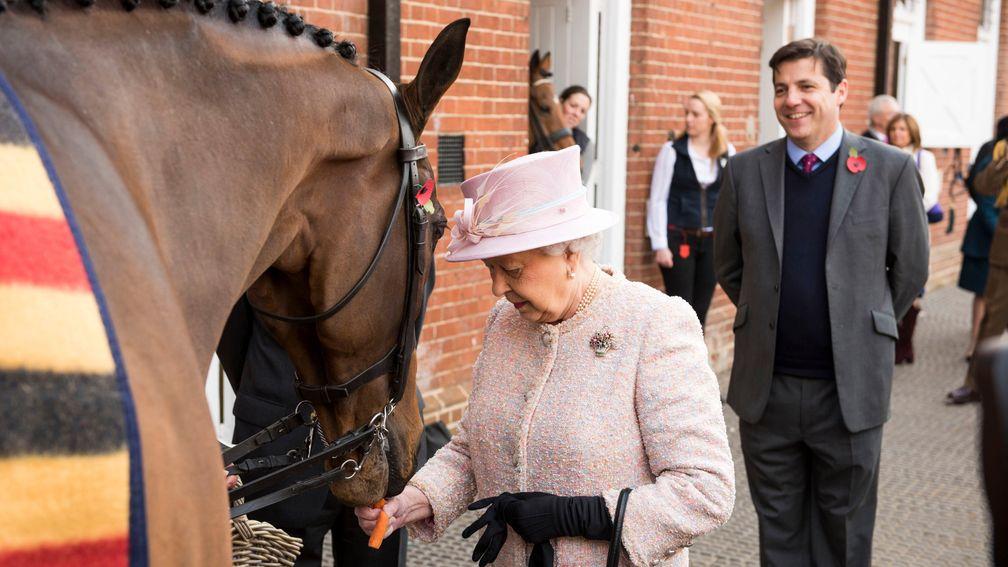 The Queen meets her former runner Barbers Shop at the National Heritage Centre for Horseracing and Sporting Art
