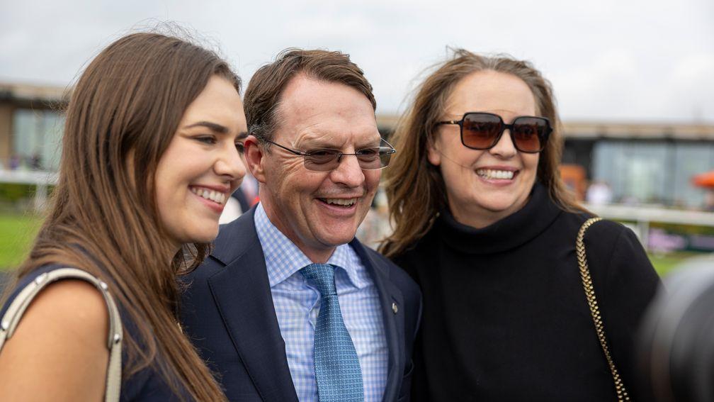 Aidan O'Brien: with daughter Ana and wife Annemarie after training his 4,000th winner