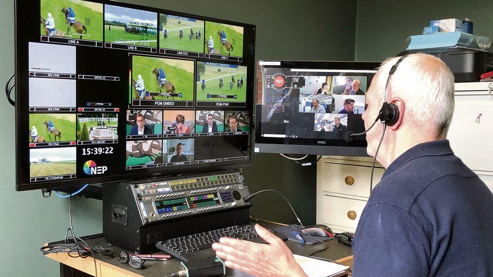 ITV Racing director Paul McNamara directing from a bedroom in his north London home