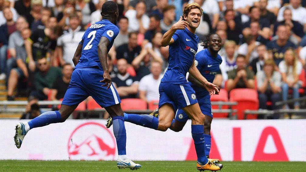 Marcos Alonso scored both Chelsea goals at Wembley