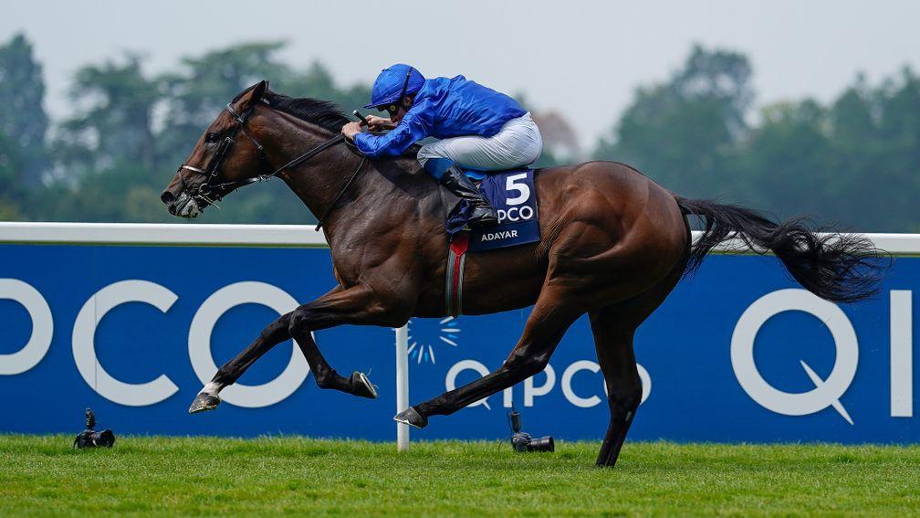 ASCOT, ENGLAND - JULY 24: William Buick riding Adayar win The King George VI And Queen Elizabeth QIPCO Stakes at Ascot Racecourse on July 24, 2021 in Ascot, England. (Photo by Alan Crowhurst/Getty Images)