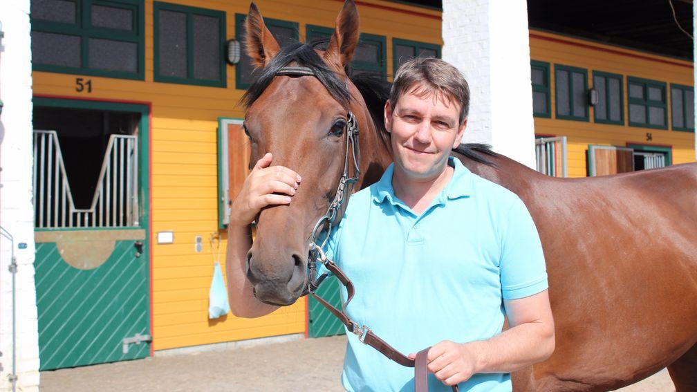 Sea The Moon pictured with trainer Markus Klug, the man who sent him out to win the German Derby by 11 lengths