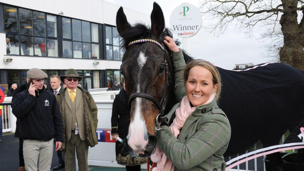 All smiles: trainer Amy Murphy with her stable star Kalashnikov after victory at Plumpton