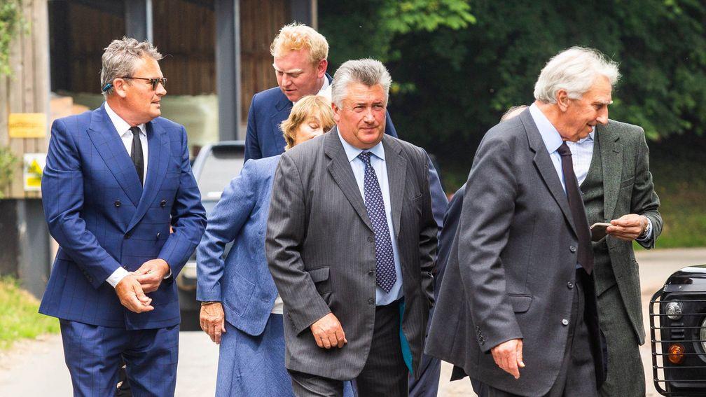 Paul Nicholls arrives at Richard Barber's funeral at St John’s Church in Seaborough on Monday