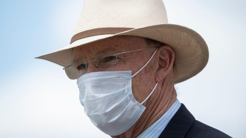 John Gosden, pictured at Newbury on Saturday, is set to field a squad full of stars at the behind-closed-doors Royal Ascot