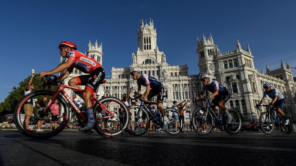 Remco Evenepoel (red jersey) is seeking to retain his Vuelta a Espana title