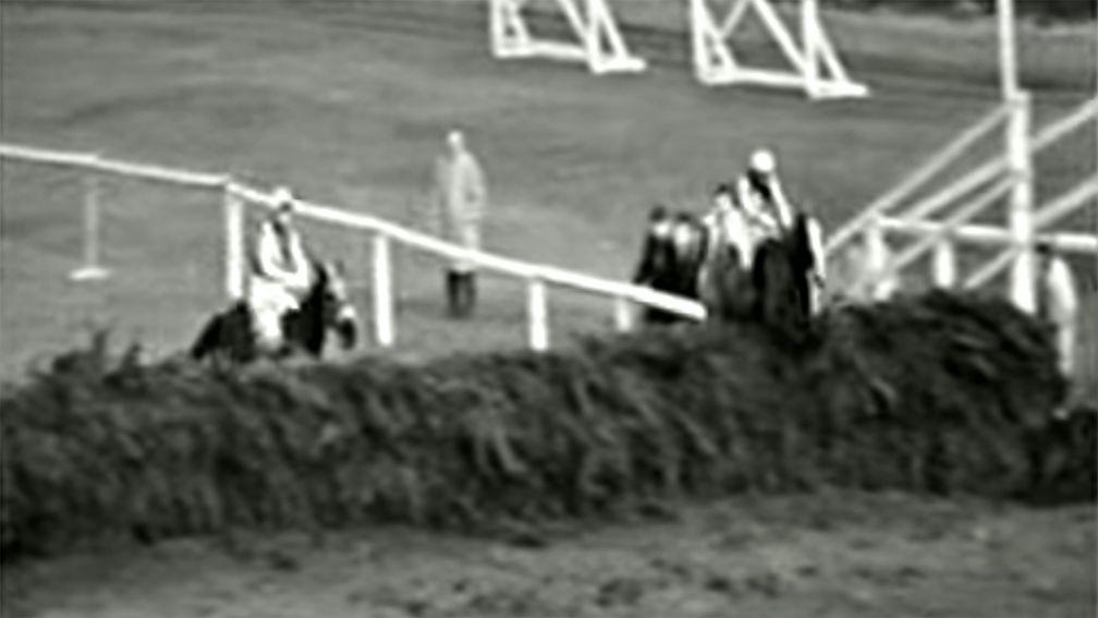 Tim Norman jumps the last on Anglo in the 1966 Grand National