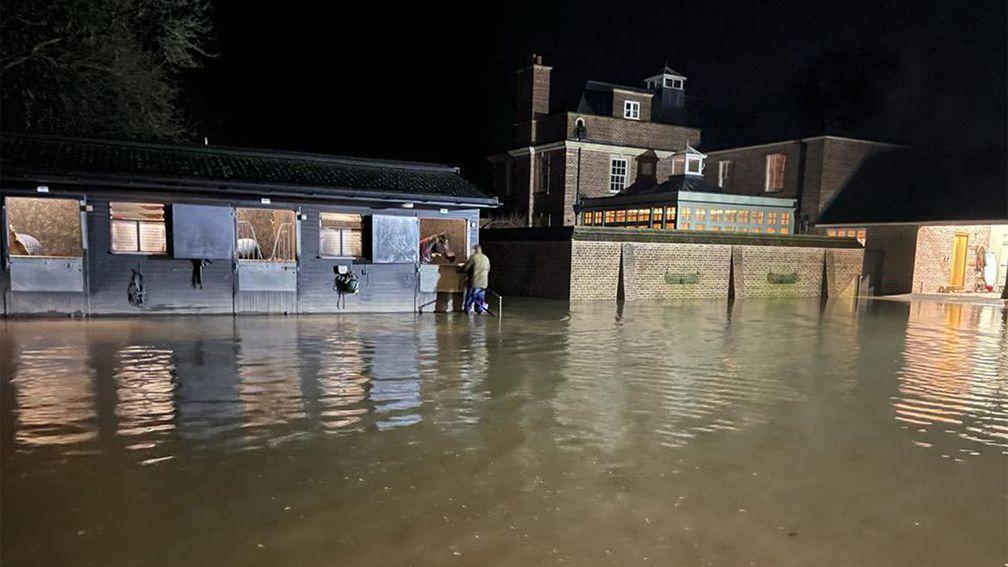 Heavy rain at Ditcheat led to the evacuation of six horses