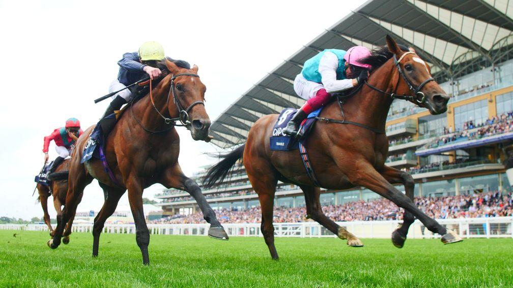 Enable (right) fought off Crystal Ocean at Ascot