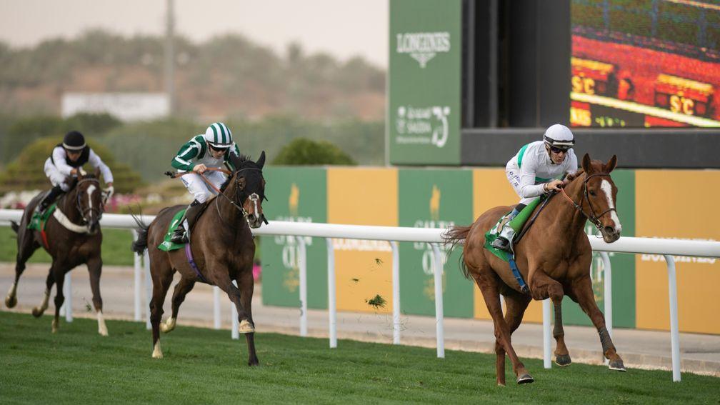 Mekong (striped hat) finishes second at Riyadh last year