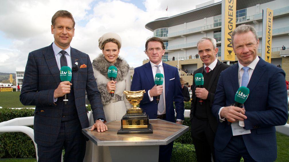 The ITV team at Cheltenham, where they will return on New Year's Day at the start of a new contract