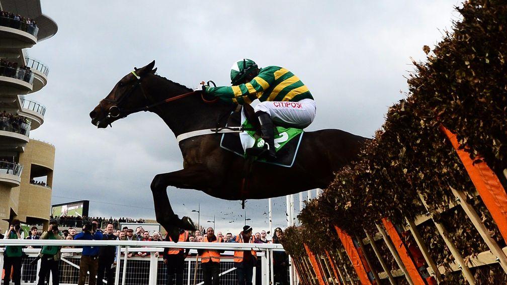 Buveur D'Air and Noel Fehily take the last on the way to victory in the Champion Hurdle
