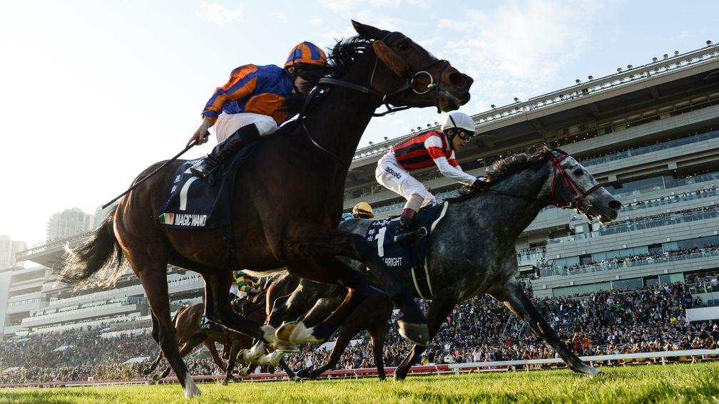 Magic Wand (near side) is being backed to land the Nassau Stakes