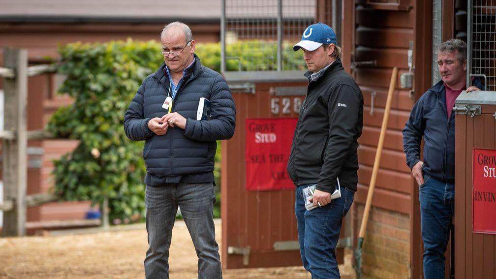 Brian Meehan and Sam Sangster on the Tattersalls sales ground