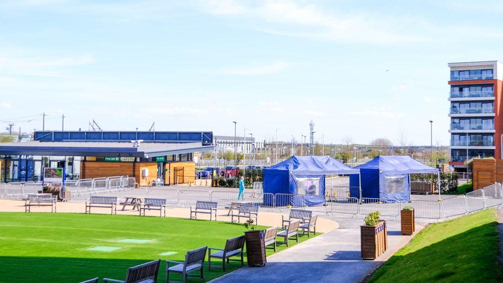 The new NHS Hub for walk-in patients at the eastern entrance of Newbury racecourse