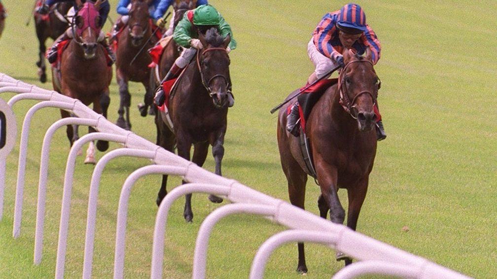 Montjeu wins the 1999 Irish Derby: he would go on to sire four Epsom winners