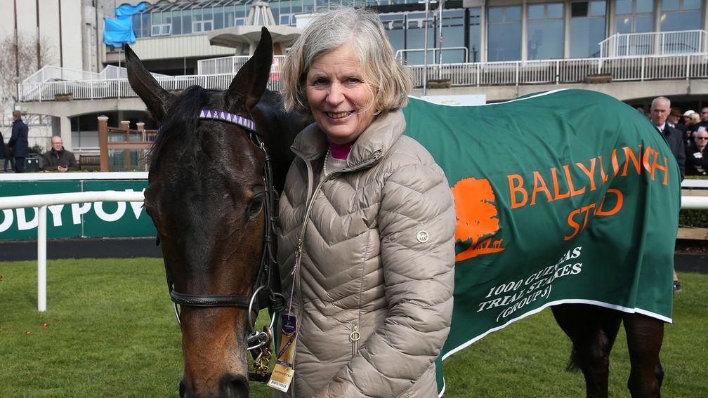 Sheila Lavery pictured with Lady Kaya after her win in the 1,000 Guineas trial at Leopardstown in April