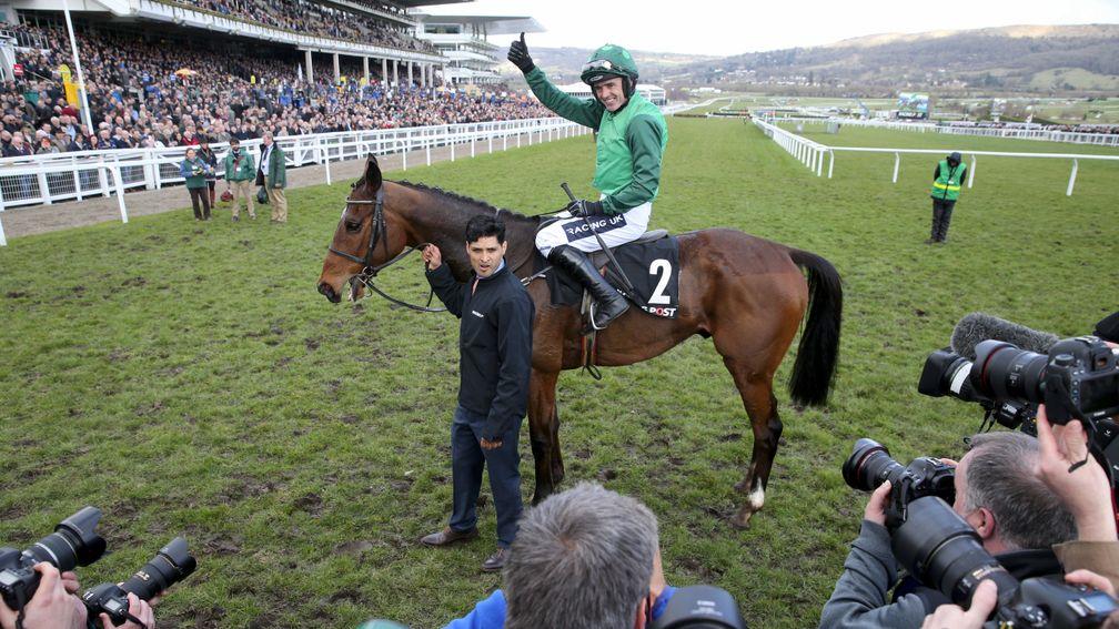 Thumbs up: Ruby Walsh after winning the Arkle on Footpad