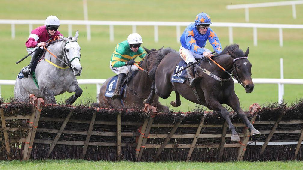 The Jam Man (blue and orange stars) went up 10lb to a mark of 138 for winning convincingly at Navan