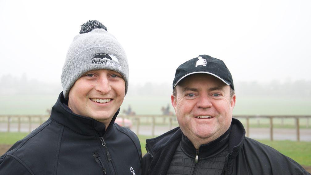 Trainer Richard Spencer with Rebel Racing's Phil Cunningham (right)