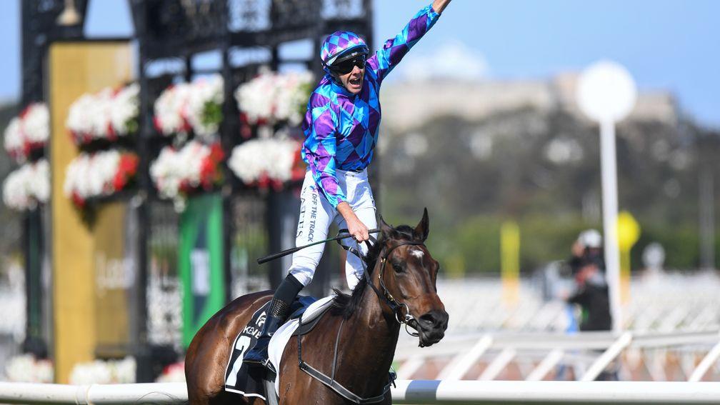 Pride Of Jenni and Declan Bates complete their second success at the Melbourne Cup Carnival in the Kennedy Champions Mile