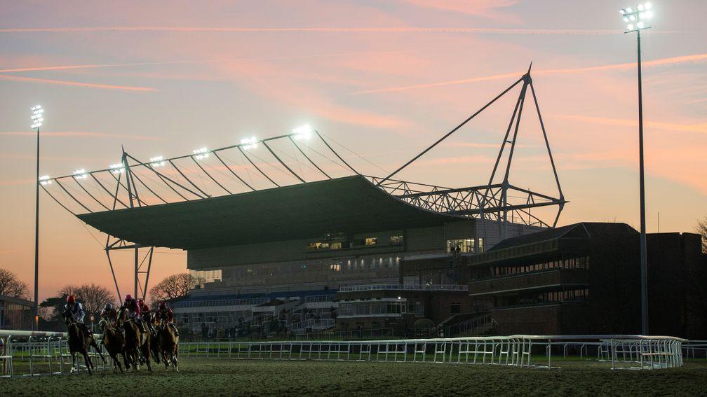 Racing under lights on Kempton's all-weather track