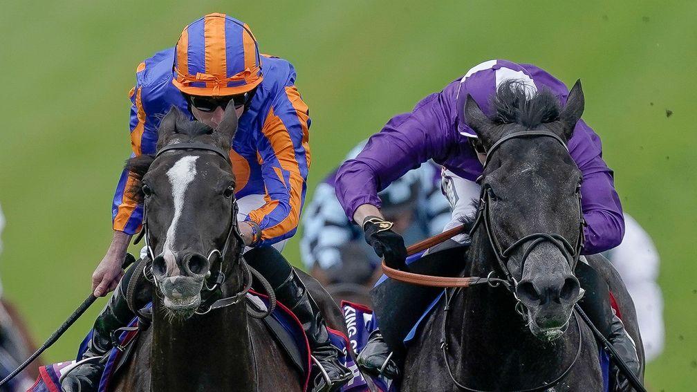 King Of Steel right goes down fighting to Auguste Rodin in the Derby