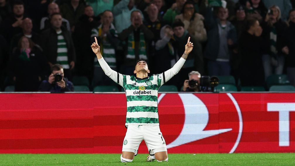Luis Palma of Celtic celebrates