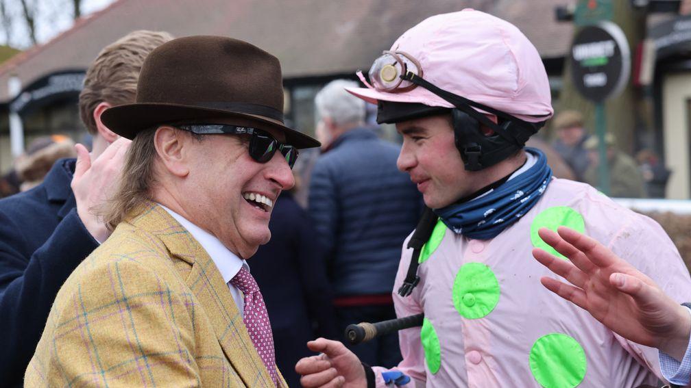 Rich Ricci with jockey Charlie Deutsch after Royale Pagaille's win at Haydock