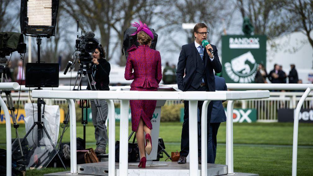 Ed Chamberlin and the ITV Racing team take their position at Aintree