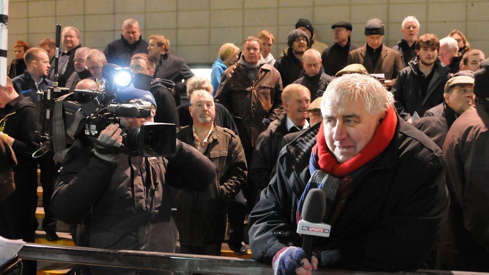 The spotlight is on Gary Wiltshire as he brings the news from a busy Yarmouth betting ring to the Sky viewers.Trainers Championship, Yarmouth 27th March 2013.Pic Steve Nash