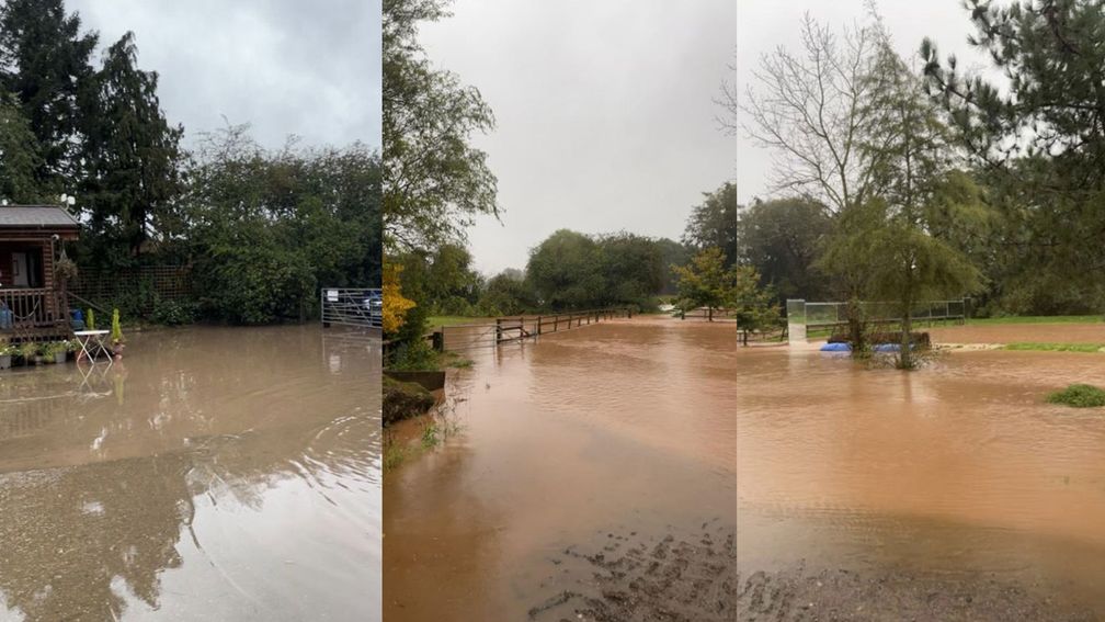 The extent of the storm damage caused to Mel Rowley's racing yard in Shropshire