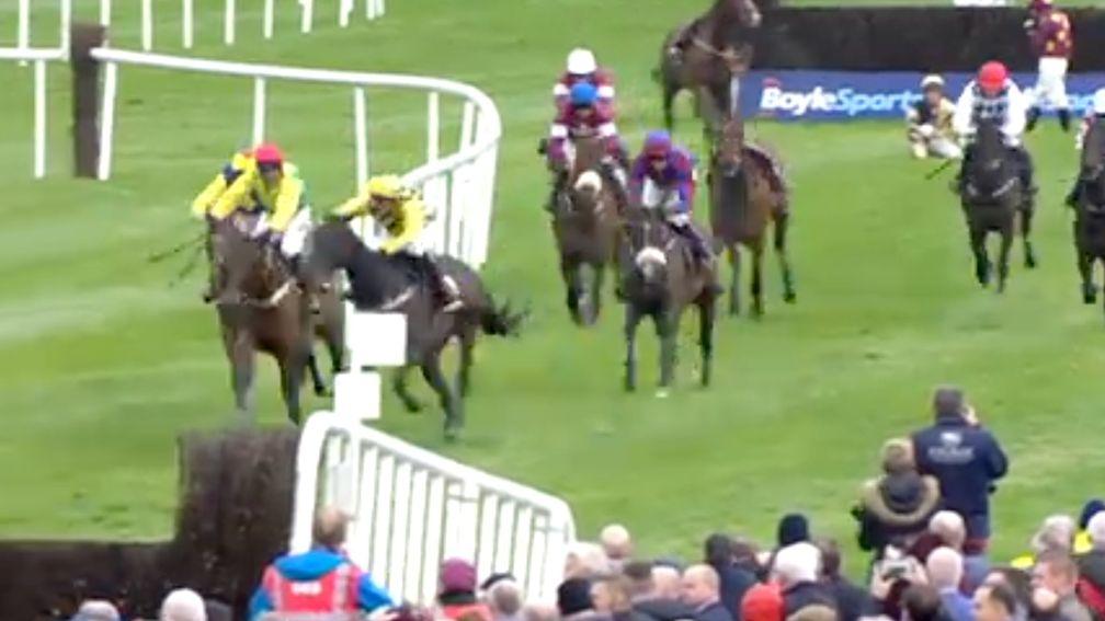 Paul Townend veers right on Al Boum Photo in a staggering manoeuvre at Punchestown