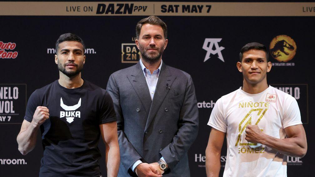 Eddie Hearn (centre) is the master of promotion