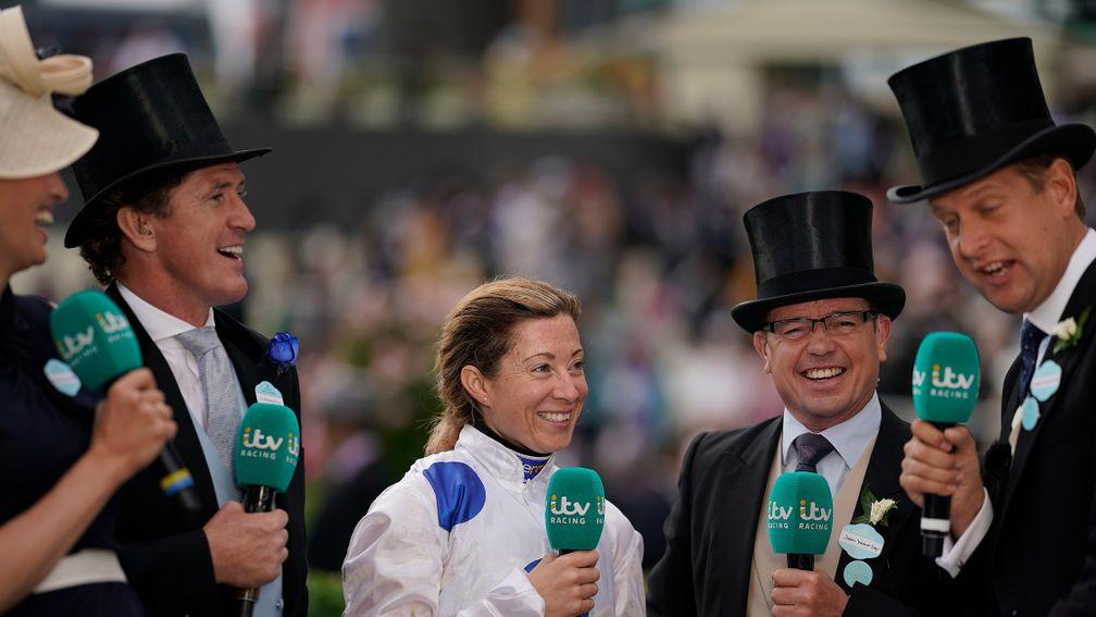 Hayley Turner: celebrates her Royal Ascot triumph with the ITV Racing team