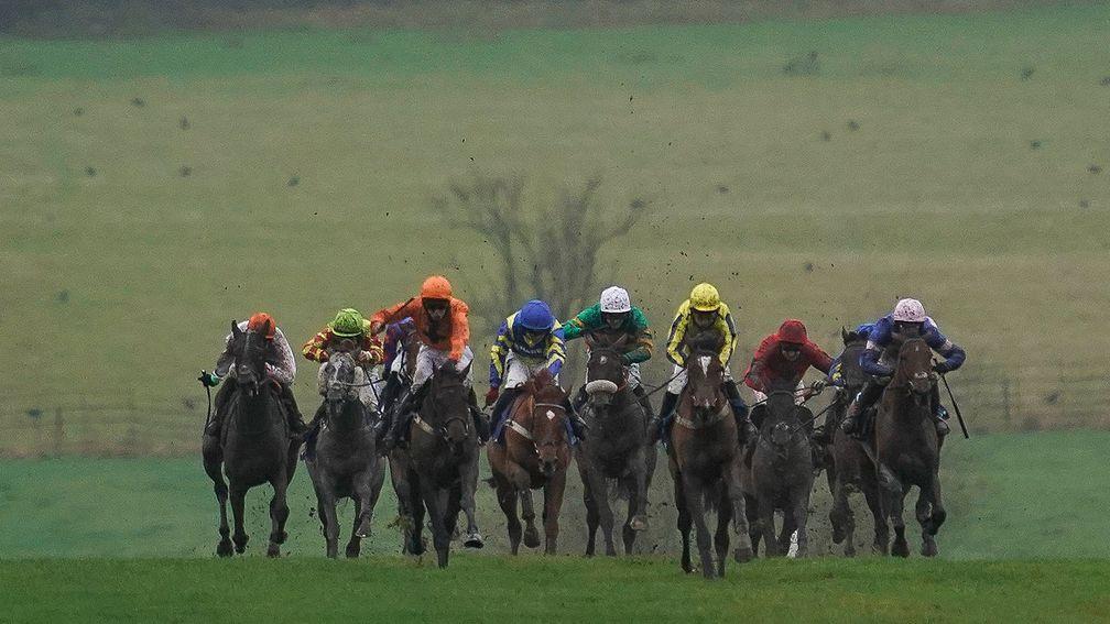 Porticello (yellow silks) on his way to winning last season's Finale Hurdle. The race has lost its Grade 1 status for this term
