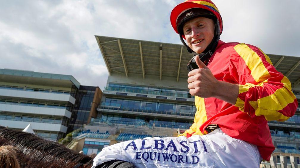 Thumbs up: St Leger winner Tom Marquand is all in favour of a more communicative approach to a jockey's job