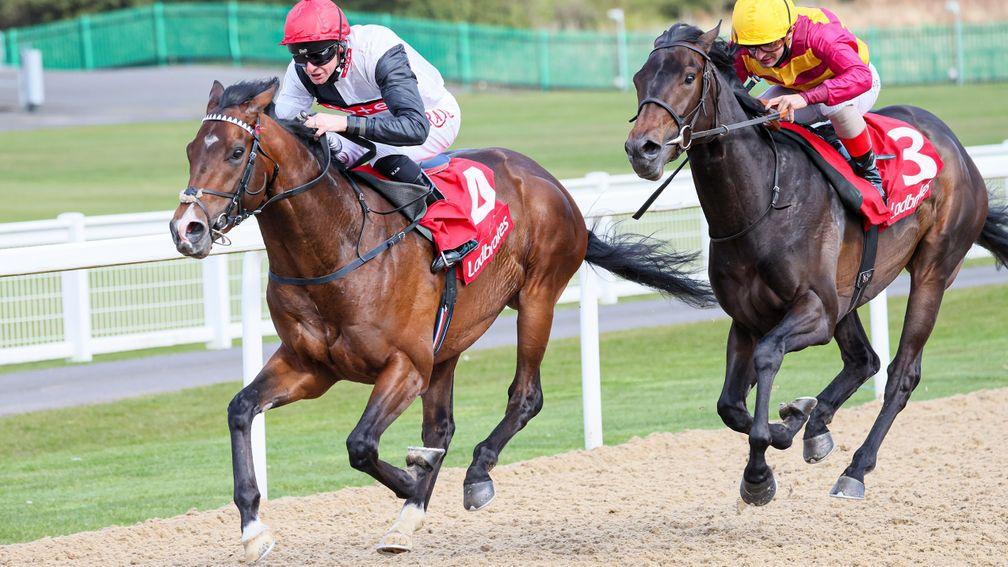 Megallan (red cap): Prix du Jockey Club a possible target for the three-year-old