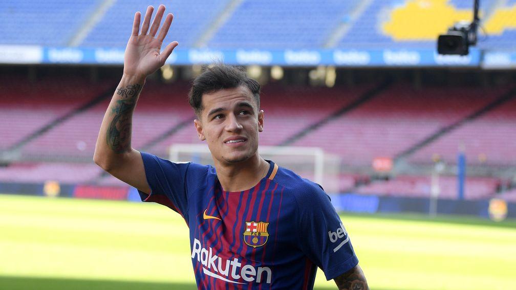 Barcelona's Philippe Coutinho is unveiled at Camp Nou