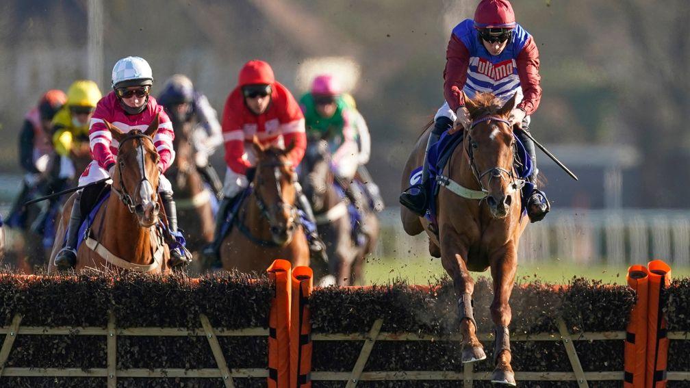 Tritonic clears away from Casa Loupi to land the Close Brothers Adonis Hurdle at Kempton