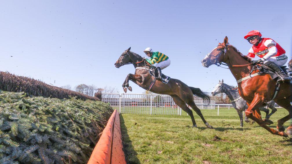 Chantry House produces a big jump in the early stages of the Mildmay Novices' Chase