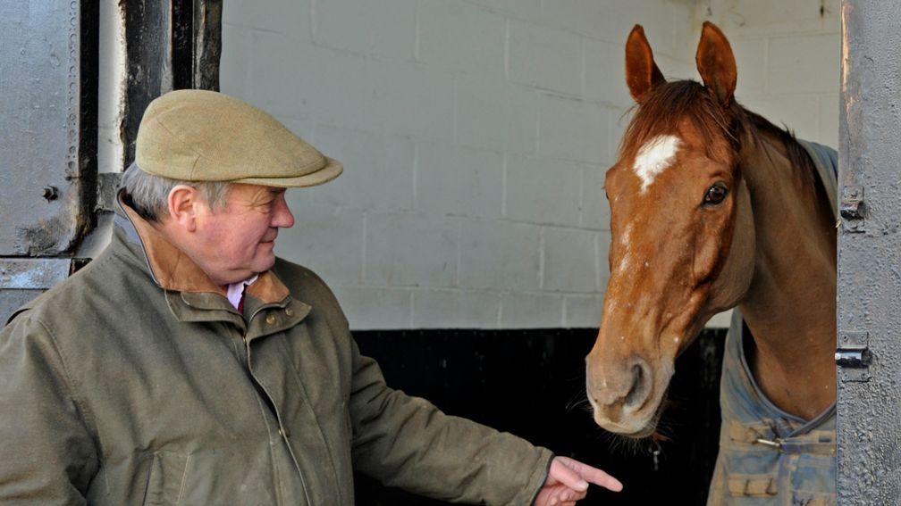 17-year-old Victory Gunner in his box with trainer Richard Lee at his Herefordshire stables (January 15, 2015) Picture: David Dew