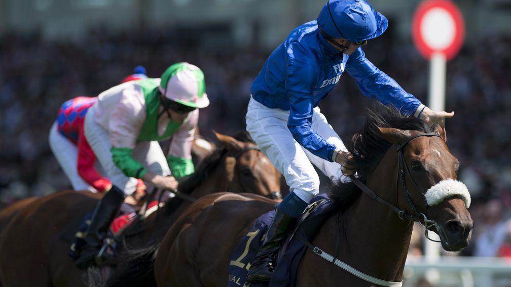 Ribchester carries the Godolphin blue silks to victory in the Queen Anne Stakes